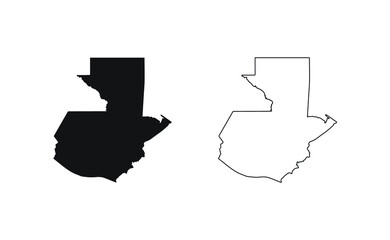 Guatemala map silhouette line country America map illustration vector outline American isolated on white background