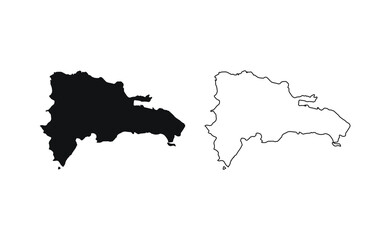 Dominican Republic map silhouette line country America map illustration vector outline American isolated on white background