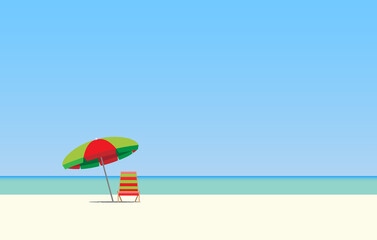  Beach umbrella and sunbed. 