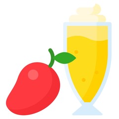 Mango smoothie icon, Beverage flat vector illustration