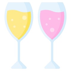 Sparkling wine icon, Beverage flat vector illustration