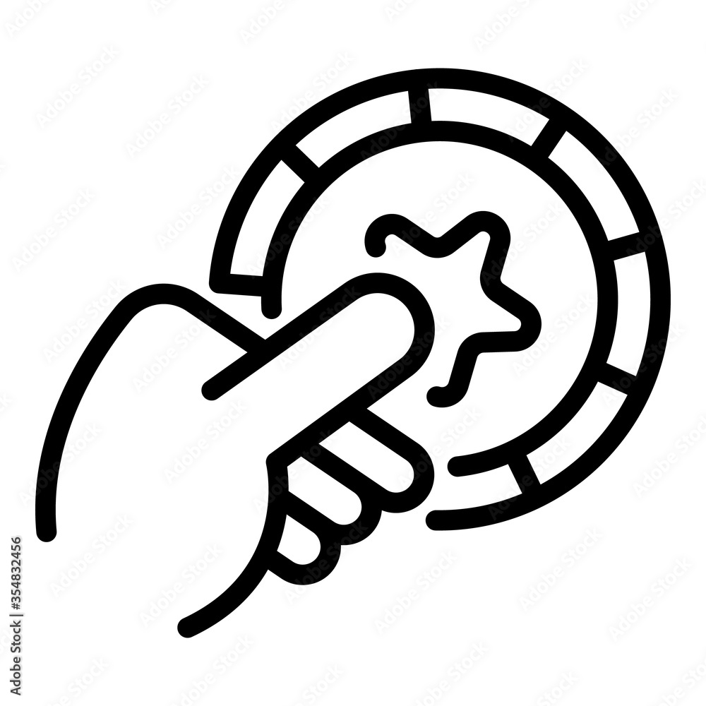 Poster play lucky coin icon. outline play lucky coin vector icon for web design isolated on white backgroun