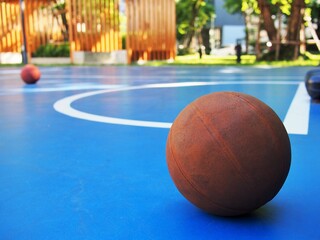 the basketball on the floor