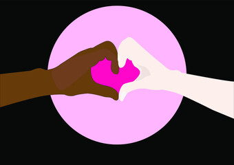 Black Lives Matter.Two hands illustration . Protest Banner about Human Right of Black People in U.S. America. Vector illustration.Icon Poster for printed matter and symbol.