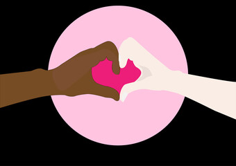 Black Lives Matter.Two hands illustration . Protest Banner about Human Right of Black People in U.S. America. Vector illustration.Icon Poster for printed matter and symbol.