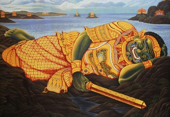 Ramayana painting on the public wall