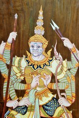 Ramayana painting on the public wall