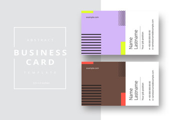 Trendy minimal abstract business card template. Modern corporate stationery id layout with geometric pattern. Vector fashion background design with information sample name text.