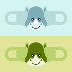 Rhinoceros, face mask templates. vector illustrations. print out and make