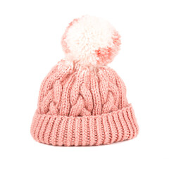Knitted hat with pompom