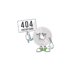 gloomy face of compact disk cartoon character with 404 boards