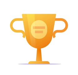 Gold cup winner award vector isolated symbol on white background clipart or champion prize achievement reward golden trophy flat cartoon icon