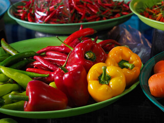Selling Thai traditional food at a street market in Thailand
