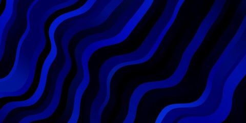Dark BLUE vector backdrop with curves. Colorful illustration in circular style with lines. Pattern for commercials, ads.