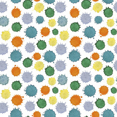 Obraz premium Watercolor seamless pattern for wallpaper, pattern fills, web page background, surface textures in red, pink, blue, green, lilac, gray and white colors.