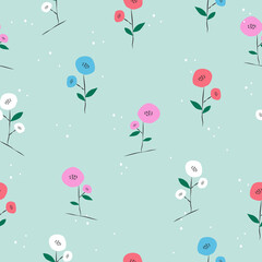 Cute vintage hand drawn flower pattern for wallpaper,gift wrapping,packaging seamless vector background design 
