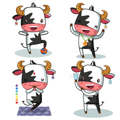 cute bull and healthy lifestyle