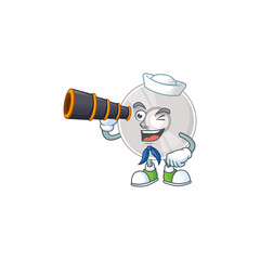 cartoon picture of compact disk in Sailor character using a binocular