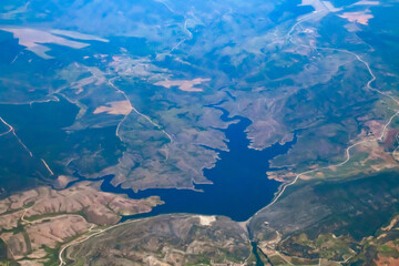 Embalse de Alcorlo en Guadalajara, España. Embalse situado en la cuenca del río Borvona ubicado...