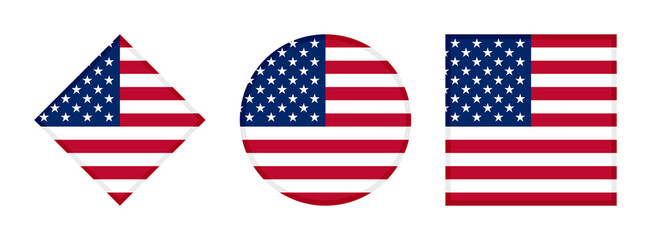 american flag icon set. isolated on white background