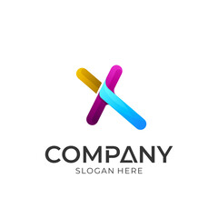 Logo vector of initial letter X. Colorful logo style. Logotype for template.