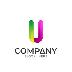 Initial letter U logo, Colorful style logotype for template