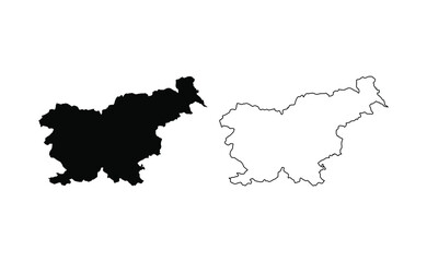 Slovenia map silhouette line country Europe map illustration vector outline European isolated on white background