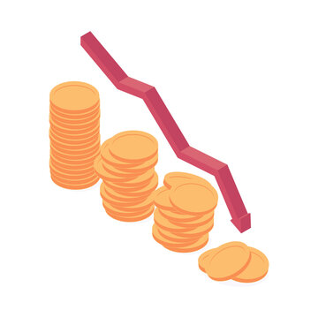 Economic and financial crisis isometric vector illustration.
