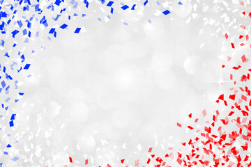 abstract blur silver background with blue and red confetti color for 4th of July celebration...