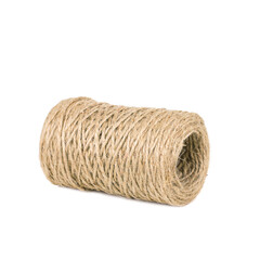 skein of natural twine on a white background