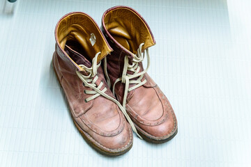Old red leather boots.