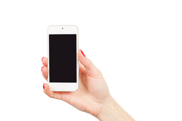 woman fingers holding smartphone