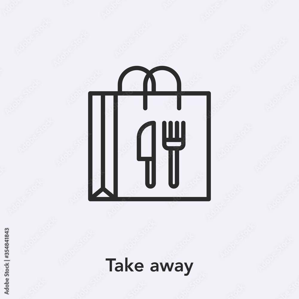 Poster take away icon vector. linear style sign for mobile concept and web design. take away symbol illustr