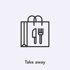 take away icon vector. Linear style sign for mobile concept and web design. take away symbol illustration. Pixel vector graphics - Vector.