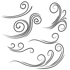 Fototapeta premium hand drawn wind gust isolated on a white background. Doodle vector illustration.