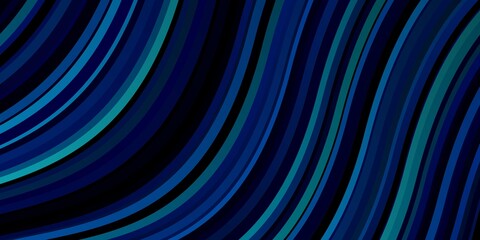 Dark BLUE vector template with curves. Colorful abstract illustration with gradient curves. Best design for your ad, poster, banner.