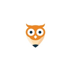 owl pencil logo icon vector