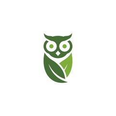owls and leaves icon vector