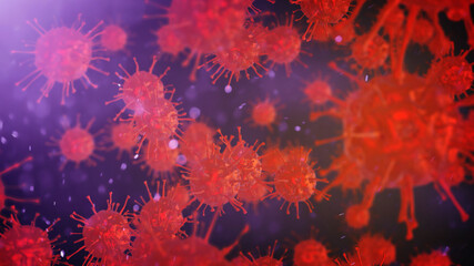 Covid-19 under the microscope. 3d illustration of coronavirus