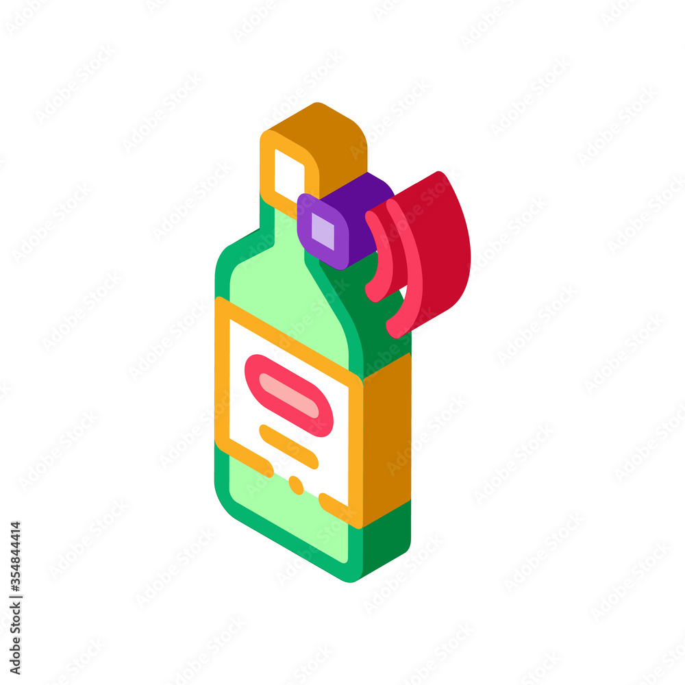 Poster beverage bottle with signal sensor icon vector. isometric beverage bottle with signal sensor sign. c