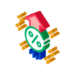 Interest Increase Rise Up Icon Vector. Isometric Interest Increase Rise Up sign. color isolated symbol illustration