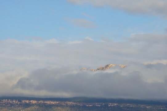 the Sainte Victoire mountain seen from Trets in Provence