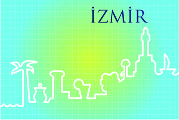 izmir city famous landmarks poster