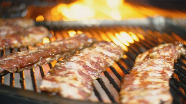 rib fried at the stake