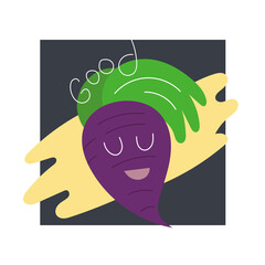 Funny beetroot with smile. Modern vector illustration.