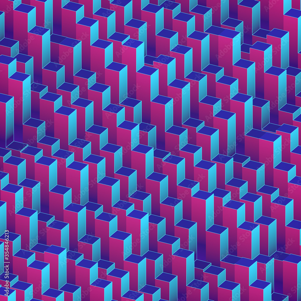 Poster abstract cubes pattern modern geometric background. 3d rendering illustration