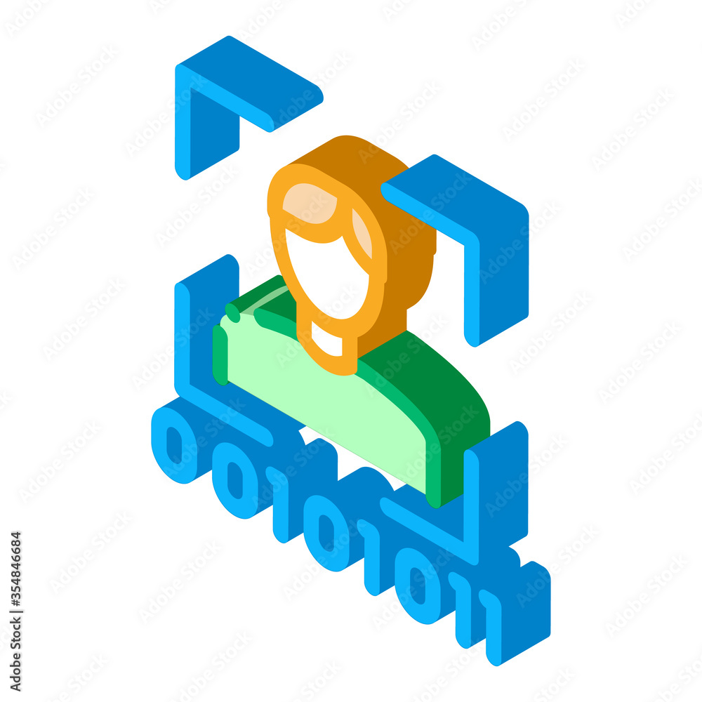 Poster human binary code icon vector. isometric human binary code sign. color isolated symbol illustration