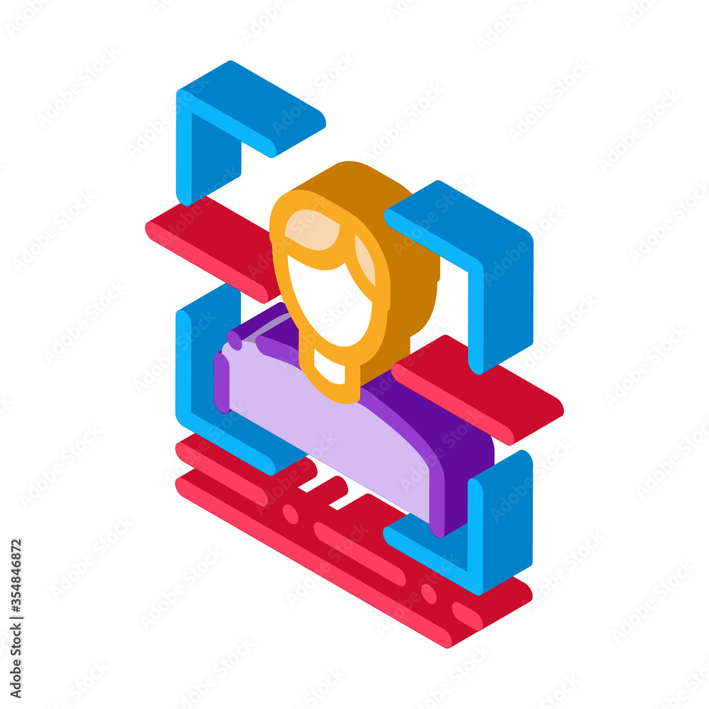 Poster information about person when scanning icon vector. isometric information about person when scanning