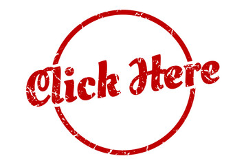 click here sign. click here round vintage grunge stamp. click here