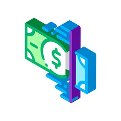 Currency Checking Tape Icon Vector. Isometric Currency Checking Tape sign. color isolated symbol illustration
